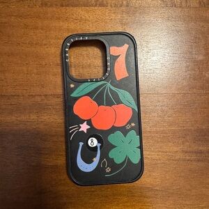 Casetify Black Case with Red and Green Cherry Design